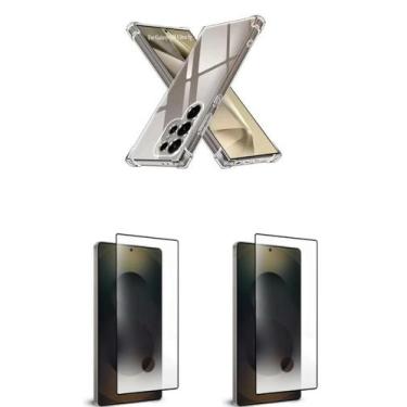 Imagem de 2UN Películas de Vidro 3D + Capa Silicone TPU Samsung Galaxy S25 Ultra