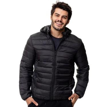 Imagem de Jaqueta Masculina Puffer Com Capuz Blusa Frio FMF Impermeável Preta-Masculino