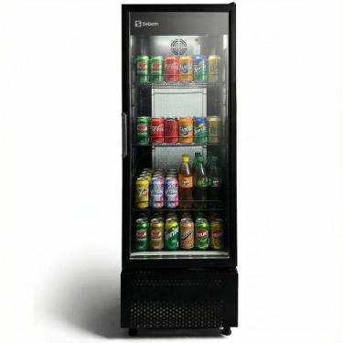 Imagem de Vitrine Expositora de Bebidas Refrigerada com Porta de Vidro Preta Seb
