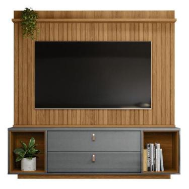 Imagem de Home Dakar Estante Painel Tv Até 75 Polegadas Ripado Prateleira 2 Port