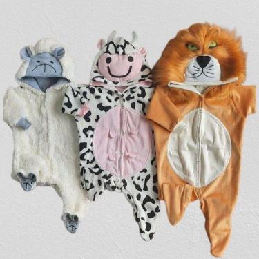 Imagem de Macacão Pijama Infantil Inverno bebê Kigurumi luxo - Ovelha-Leão - Mim