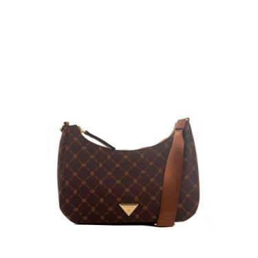 Imagem de Bolsa Feminina Baguete Transversal Monograma Rafitthy Marrom