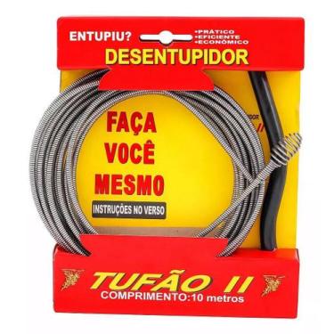 Imagem de Desentupidor tufao aço com 10 metros para tanque, ralo, pia de cozinha
