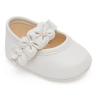 Imagem de Sapatinho florzinhas pimpolho fase 01 branco, 22 23 24