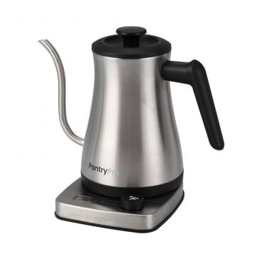 Imagem de Chaleira elétrica pescoço de ganso PantryPro inox 1L 1500W com controle de temperatura Rapid-Boil, 110V