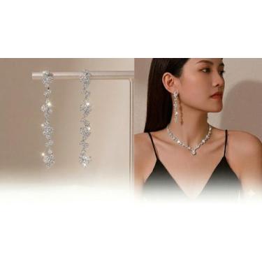 Imagem de Conjunto Brincos Feminino E Colar Prata Zircônia Choker Festa Luxo - M
