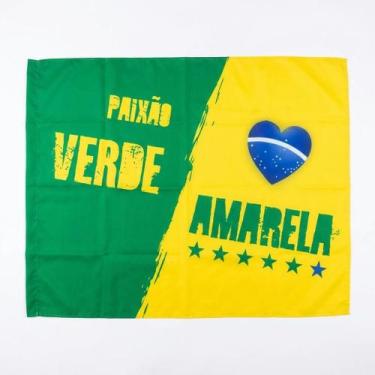 Imagem de Bandeira Brasil Paixão Verde Amarela 59x70cm Decoração - Senhor Preço,
