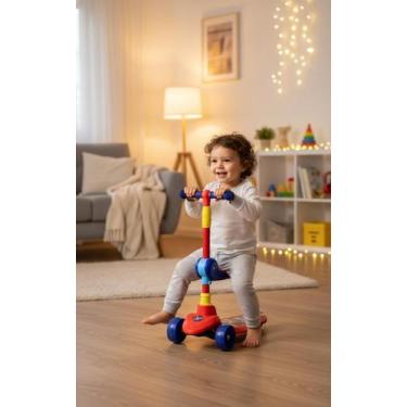 Imagem de Patinete Infantil 2 em 1 com Assento Ajustável Azul para Crianças 3 a 