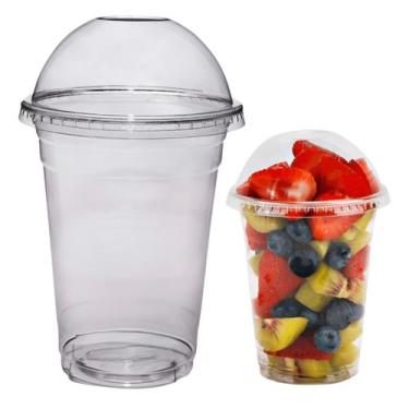 Imagem de 100 un copo descartavel + tampa bolha sem furo pp 400/440ml - E A COST