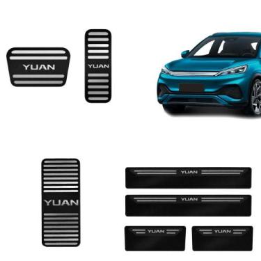 Imagem de Kit Descanso Pedaleira Soleira Black Aço Inox BYD Yuan - GPI Automotiv