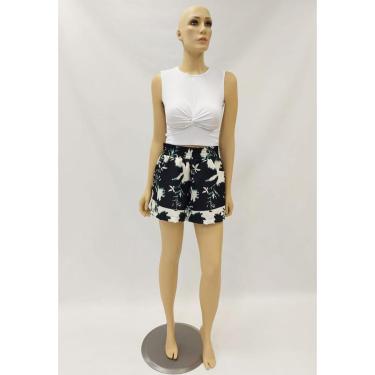 Imagem de Short Noite Acostamento Floreale Preto Tam. G-Feminino