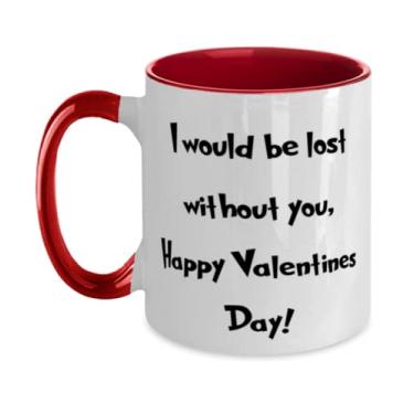 Imagem de Caneca especial de dois tons de 325 ml, I would be lost without you, Happy Valentine's Day! Presentes perfeitos para marido, presentes de Dia dos Namorados