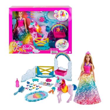 Imagem de Boneca Barbie Unicórnio Arco Íris Colorido 28Cm Mattel Gtg01