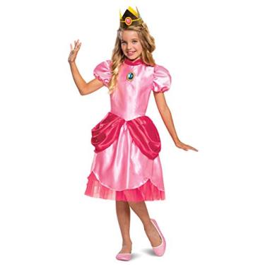 Imagem de Princess Peach Costume Dress, Nintendo Super Mario Bros Classic Dress Up Outfit for Girls, Kids Size Medium (7-8)