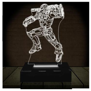 Imagem de Luminária Led Abajur  3D  War Machine Marvel Heroi  16 Cores + Control