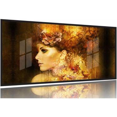 Imagem de Quadro Decorativo Mulher Abstrata Escritório 130x60 Moldura Preta 2x2