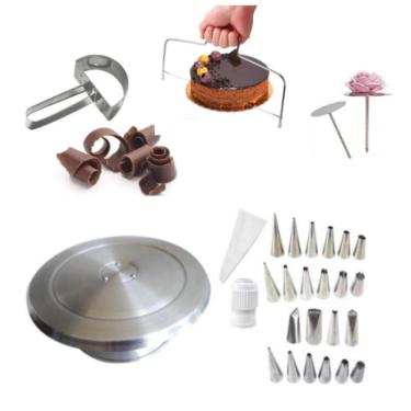 Imagem de Kit Confeiteiro Unique - Bailarina 40cm + Bicos Para Confeitar + Nivelador Cortador  Bolos + Kit Suporte de Rosas + Raspador de  Chocolate 