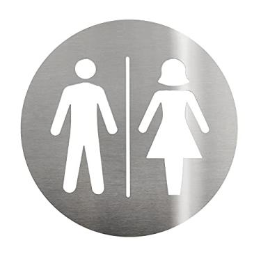 Imagem de Placa De Sinalização | Banheiro Unissex - Aço inox 430 Escovado, diametro 15 cm - BIOVIS