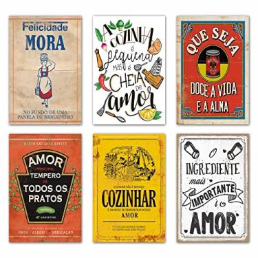 Imagem de Kit 6 Placas Frases Para Cozinha - Decorativas Mdf - 30x20cm