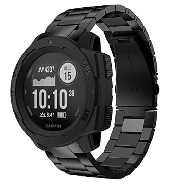 Imagem de GELISHI Compatível com pulseiras Garmin Instinct, pulseira de substituição de aço inoxidável de liberação rápida para Garmin Instinct 2/Solar/Tactical, preta