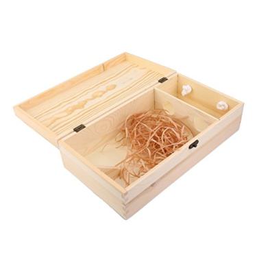 Imagem de Caixa de vinho de madeira da LOVIVER – 2 garrafas de vinho, caixa de presente de armazenamento de madeira com alça ótima para festa de aniversário, inauguração, casamento, aniversário, 35 x 19 x 10 cm