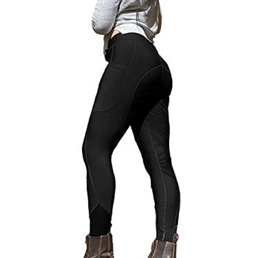 Imagem de Calças de silicone para equitação com aderência elástica casual para equitação calças femininas skinny esportes corrida escalada leggings jodhpurs, preto, GG (cintura: 75 cm)