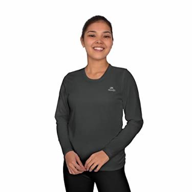 Imagem de Camisa Dry Basic LS Muvin – Manga Longa – Feminina – Proteção Solar UV50 – Camiseta Para Academia – Treino Funcional – Pilates – Yoga – Corrida – Ginástica – Fitness – Caminhada – Secagem Rápida (GG, Chumbo)