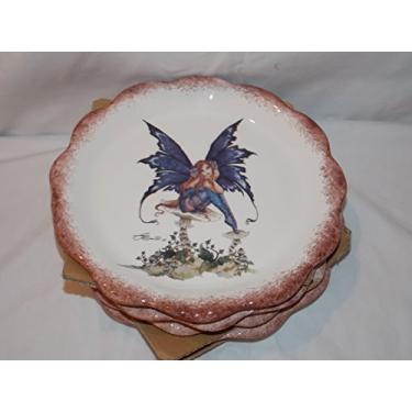 Imagem de Conjunto de pratos colecionáveis Amy Brown Fairy Collection 4 peças com design de fada