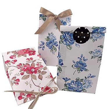 Imagem de Sacos de papel floral, sacos de presente, sacos de lembrancinhas de festa de flores, sacos de doces com adesivos para casamento, chá de noiva, aniversário, festa de jardim (16 peças)