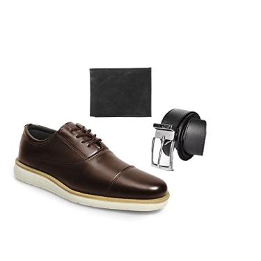 Imagem de Kit Sapato Masculino Oxford Italiano Phillipo + Cinto + Carteira (Marrom, br_footwear_size_system, adult, numeric, numeric_39)