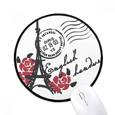 Imagem de DIYthinker Torre Eiffel Rosas França Paris Estilo Carimbo Mouse Pad Desktop Escritório Tapete Redondo para Computador