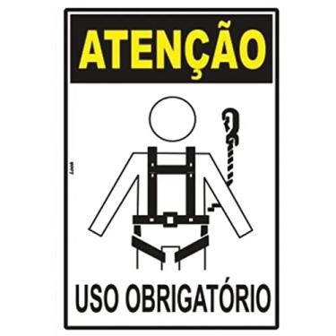 Imagem de Placa Sinalização Atenção Uso Obrigatório de Cinto Equipamento Proteção Individual Tamanho:20X30CM