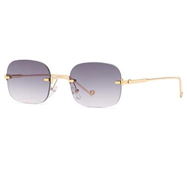 Imagem de Óculos de sol sem aro pequenos da moda femininos retro punk óculos de sol quadrados masculinos tons gradientes designer uv400 óculos, 2, tamanho único