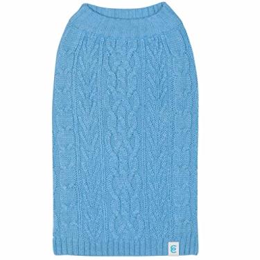 Imagem de Blueberry Pet Suéter clássico de lã com mistura de cabo, suéter para cães em azul Alasca, comprimento das costas 40,64 cm, pacote com 1 roupa para cães