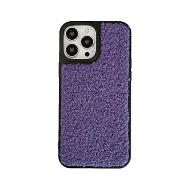 Imagem de Estilo elegante outono inverno cor sólida caso de capa de telefone de casal de pelúcia para iphone 14 13 12 11 pro xs max case, a, para iphone 13promax