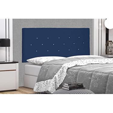 Imagem de Cabeceira Painel Estofada Queen Cama Box Casal Suspensa 1,60 M - Tânia (Suede, Azul marinho)