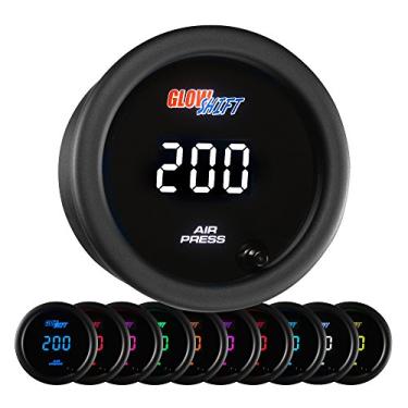 Imagem de GlowShift Kit de medidor de pressão de ar digital 200 PSI de 10 cores – Inclui sensor eletrônico – visor LED multicolorido – lentes coloridas – para sistemas de suspensão de ar – 2-1/16" (52 mm)