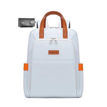 Imagem de CUTBLAJAT Mochila feminina simples, bolsa para laptop de 15,6" (Azul claro)