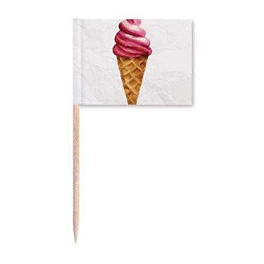 Imagem de Decoração de festa com estampa de palito de sorvete vermelho em aquarela