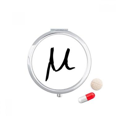 Imagem de Porta-comprimidos com silhueta preta do alfabeto grego Mu caixa de armazenamento de remédios dispensador