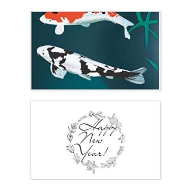 Imagem de Par Tradição de Casal Peixe Chinês Ano Novo Festival Cartão de felicitações Bless Mensagem Presente