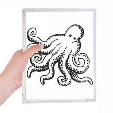 Imagem de Caderno de ilustração de desenho animado polvo da vida marinha com folhas soltas diário recarregável