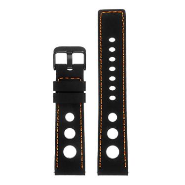 Imagem de Pulseira de rel gio de libera o r pida Rally de borracha de silicone StrapsCo - Escolha sua cor - 18 mm, 20 mm, 22 mm, 24 mm, Black & Orange (Black Buckle), 18mm