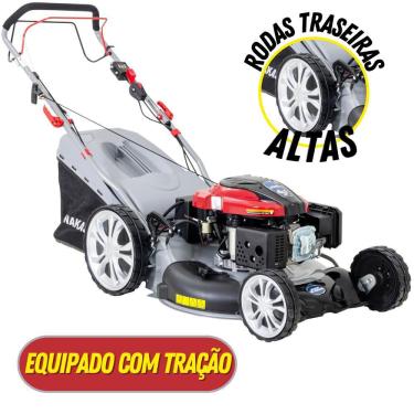 Imagem de Carrinho De Cortar Grama Nakashi LR225TE A Gasolina 196cc 6,5HP Com Tração Partida Eletrica E 6 Ajustes De Corte Rodas Traseiras Altas Descarga 4 Em 1