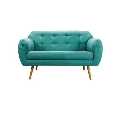 Imagem de Sofá Beatle 2 Lugares Linho E Suede  - Daf Mobiliário Cor Azul Turquesa
