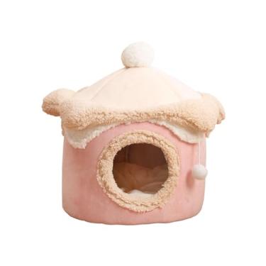 Imagem de ＫＬＫＣＭＳ Casa semi-fechada da caverna do gato da cama de dormir do gato, ninho removível inferior do cão do canil da parte inferior do deslizamento para cães, 50cmx50cm