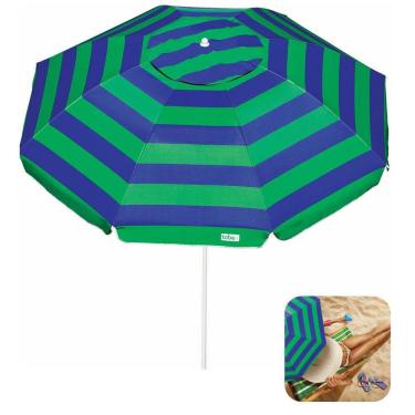 Imagem de Guarda Sol 2m Em Aço Sombreiro Caribe Praia Piscina Camping Azul - 1404 Tobee