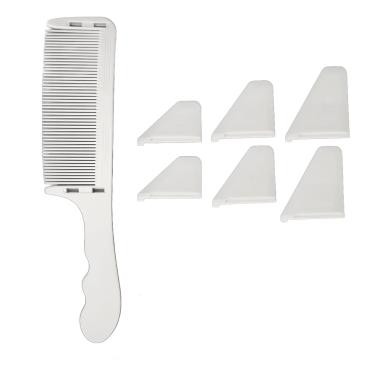 Imagem de Pente De Posicionamento Profissional Pente De Corte De Cabelo De Barbeiro,Pente De Corte De Cabelo Curvo, Pente De Corte De Cabelo Cortador De Topo Plano Para Cortes De Cabelo Precisos(BRANCO)