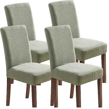 Imagem de Capas para cadeira de jantar, capa protetora de cadeira de jantar de pelúcia macia com encosto alto, lavável e removível, para sala de jantar cozinha hotel (Color : Green, Size : 6)