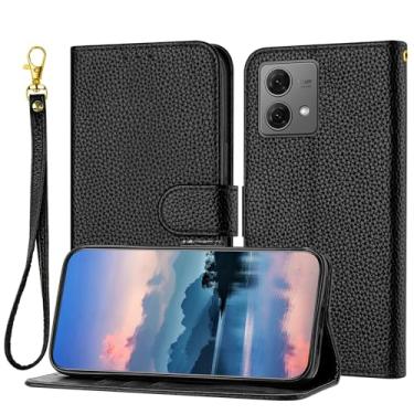 Imagem de Estojo Carteira Flip Capa carteira compatível com Motorola Moto G84 para mulheres e homens, capa flip de couro com suporte para cartão, capa interna de TPU à prova de choque e suporte (Size : Black)